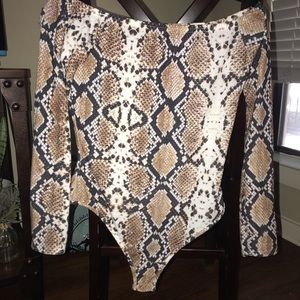 Snakeskin off shoulder body suit